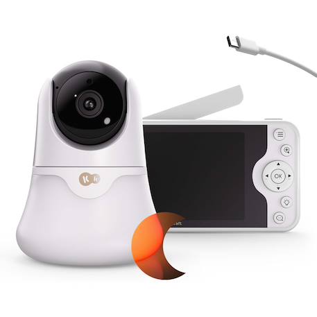 Babyphone caméra Kinderkraft NITEEYE GLOW écran 5 pouces full hd 1080p sans wi?fi audio bidirectionnel vox Blanc 1 - vertbaudet enfant 