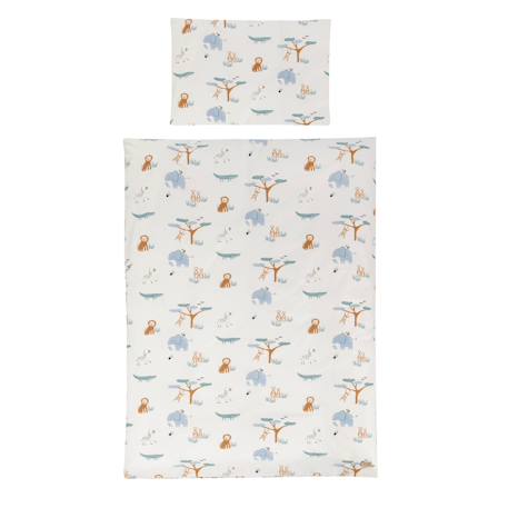 Parure housse de couette et taie d'oreiller woodland buddies Beige - savanna friends+Vert pastel - woodland buddies 5 - vertbaudet enfant 