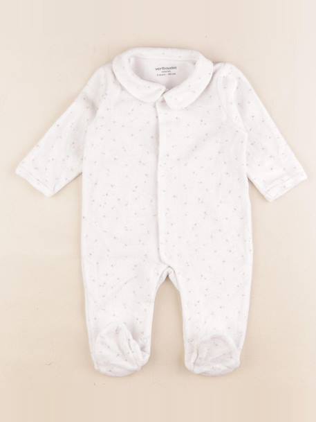 Pyjama velours - 3 mois Blanc 1 - vertbaudet enfant 