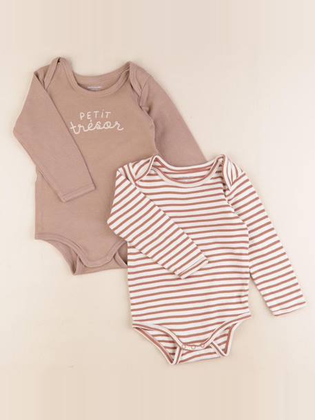Lot de 2 bodies en coton - 24 mois Marron 1 - vertbaudet enfant 