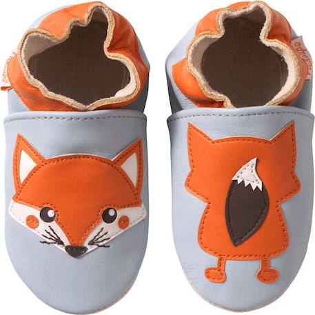Chaussons bébé cuir souple oscar le renard Bleu 1 - vertbaudet enfant 
