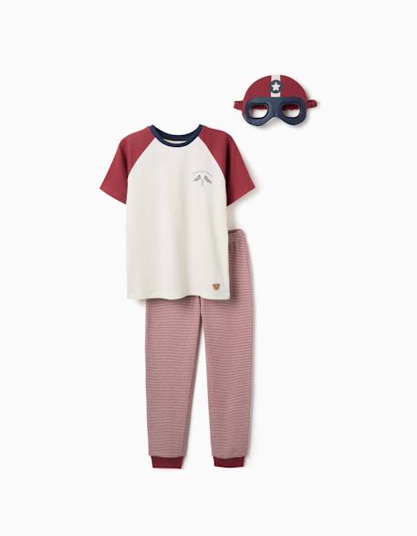 Pyjama à manches courtes en coton avec masque rembourré Rouge foncé 1 - vertbaudet enfant 