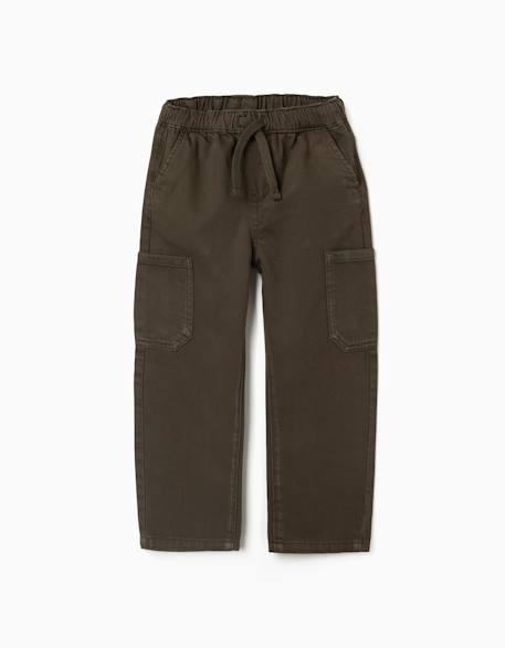 Pantalon baggy en sergé avec poches cargo Vert foncé 1 - vertbaudet enfant 