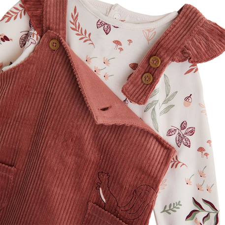 Ensemble robe bébé en velours côtelé, t-shirt et collant evie Rose 4 - vertbaudet enfant 