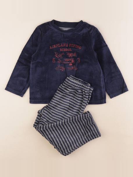 Pyjama velours - 4 ans Bleu 1 - vertbaudet enfant 
