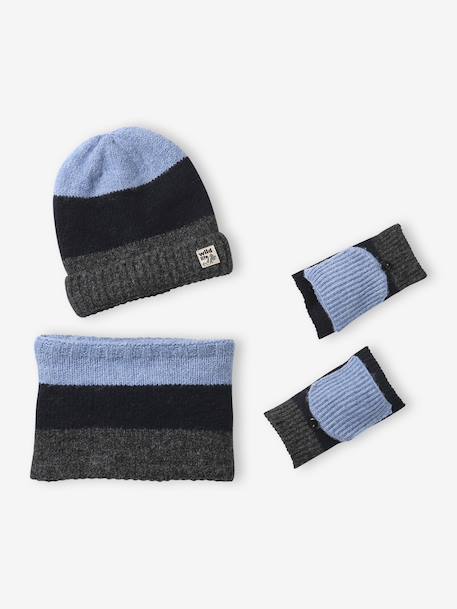 Ensemble bonnet, snood et mitaines marine 1 - vertbaudet enfant 