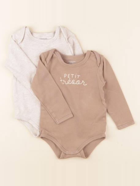 Lot de 2 bodies en coton - 24 mois Marron 1 - vertbaudet enfant 