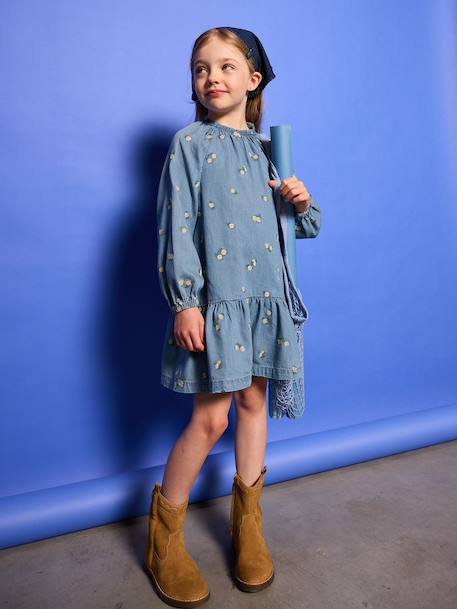 Robe denim fille bleu jean 1 - vertbaudet enfant 