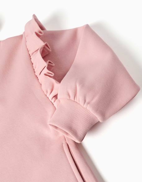 Sweat zippé en molleton avec capuche et doublure en coton peigné Blanc+Rose clair 8 - vertbaudet enfant 
