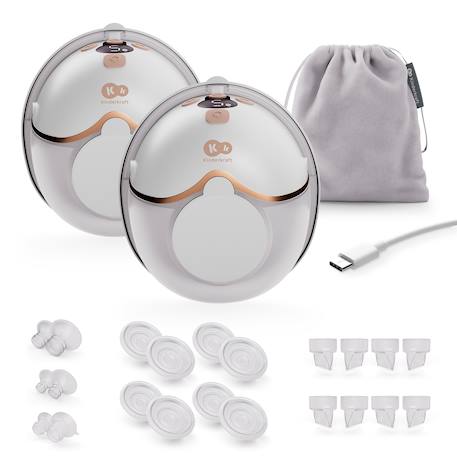 Tire-lait Kinderkraft MAMAFLOW DOUBLE électrique 4 modes mémoire 320 ml compact recharge usb-c 2 coupelles Doré+Rose 1 - vertbaudet enfant 