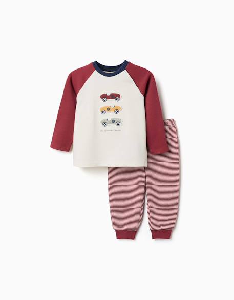 Pyjama à manches longues en coton avec voitures de course Rouge foncé 1 - vertbaudet enfant 