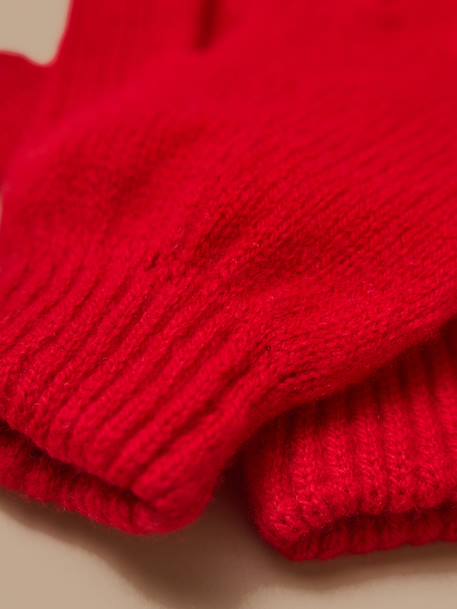 Gants en laine mérinos enfant Brun chine+Cerise 4 - vertbaudet enfant 
