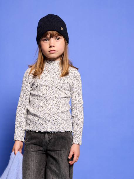 Sous-pull fille manches longues écru+vert 1 - vertbaudet enfant 