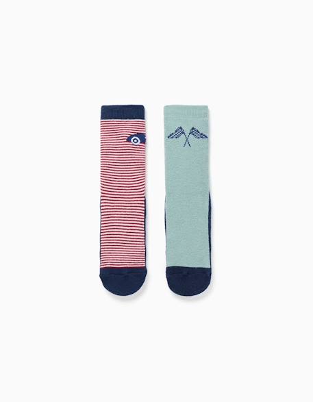 Garçon-Sous-vêtement-2 chaussettes en éponge antidérapantes avec motif voiture