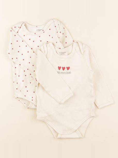 Lot de 2 bodies en coton - 24 mois Beige 1 - vertbaudet enfant 