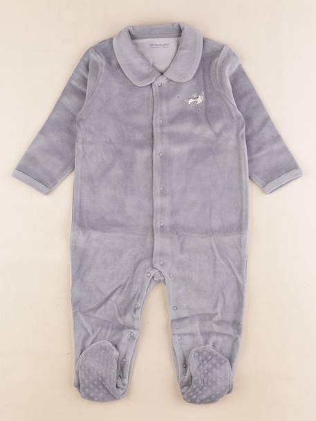 Pyjama velours - 12 mois Bleu 1 - vertbaudet enfant 