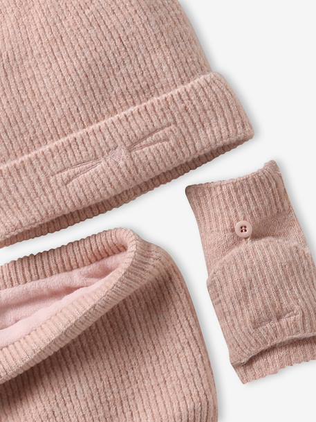 Ensemble bonnet, snood et mitaines beige poudré 6 - vertbaudet enfant 
