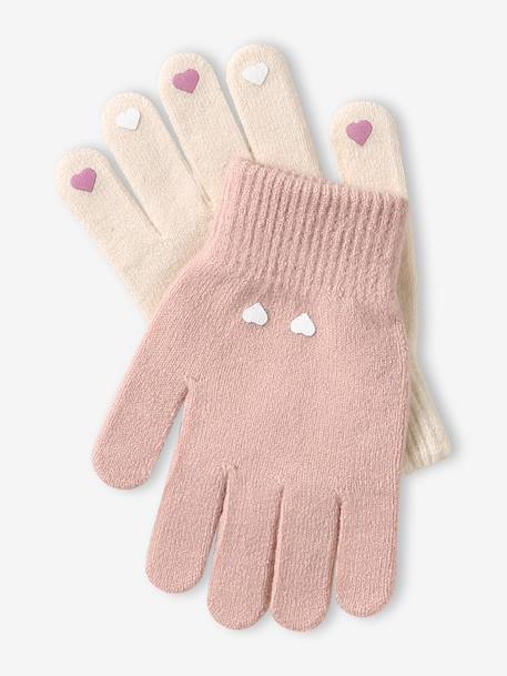 Lot 2 paires de gants magiques fille beige chiné+marine 2 - vertbaudet enfant 
