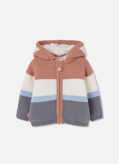 Bébé-Manteau, combipilote, nid d'ange-Manteau-Veste en maille bébé garçon à rayures avec capuche