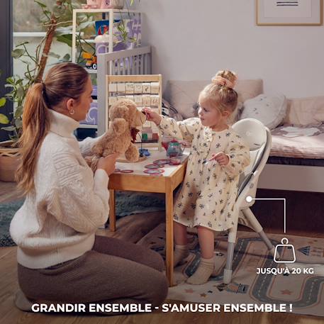 Chaise haute bebe pliante avec ceinture 5 points Beige+Grey 4 - vertbaudet enfant 