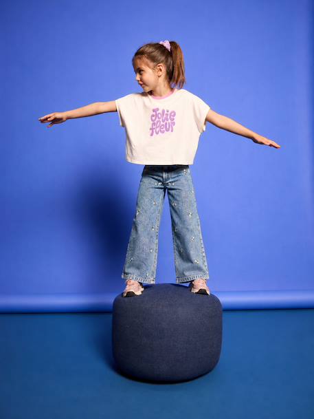 T-shirt manches courtes fille écru 6 - vertbaudet enfant 