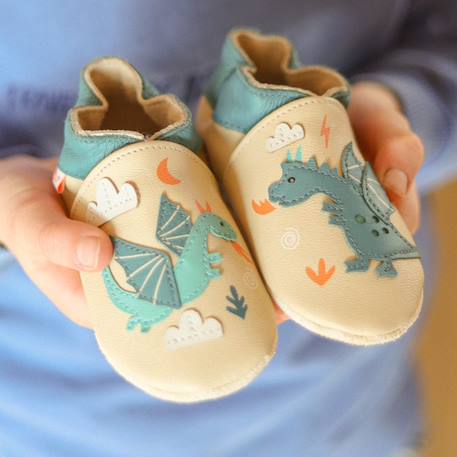 Chaussons cuir bébé gaël et tim les dragons Beige 3 - vertbaudet enfant 