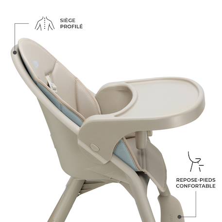 Chaise haute bebe pliante avec ceinture 5 points Beige+Grey 3 - vertbaudet enfant 
