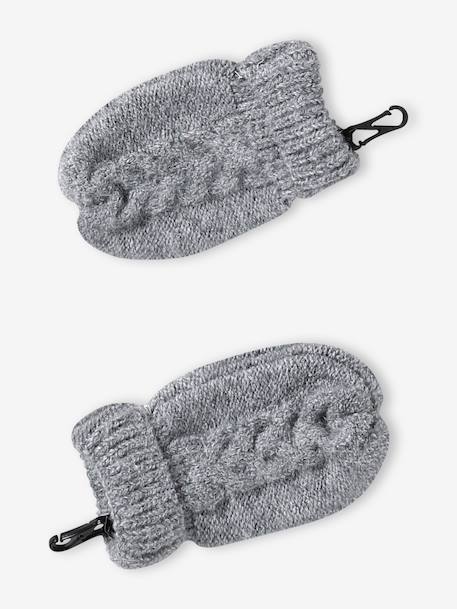 Ensemble bébé bonnet, snood et moufles gris chiné 3 - vertbaudet enfant 