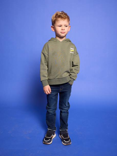 Sweat garçon à capuche motif poitrine orange+vert sauge 12 - vertbaudet enfant 
