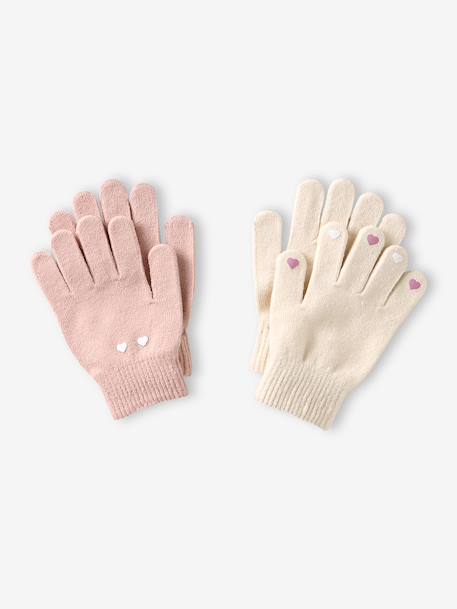 Lot 2 paires de gants magiques fille beige chiné+marine 1 - vertbaudet enfant 