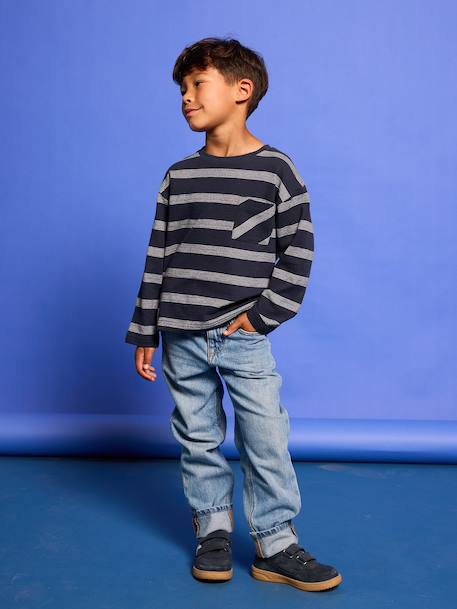 Tee-shirt manches longues effet rayé garçon marine+rayé blanc 7 - vertbaudet enfant 