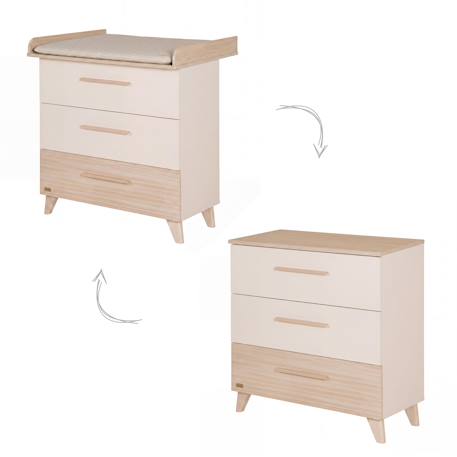 Commode à langer étroite en bois 'sidney' avec tiroirs - beige / décor chêne Beige / décor chêne 3 - vertbaudet enfant 