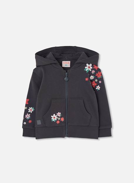 Veste fille imprimé fleurs Gris 1 - vertbaudet enfant 