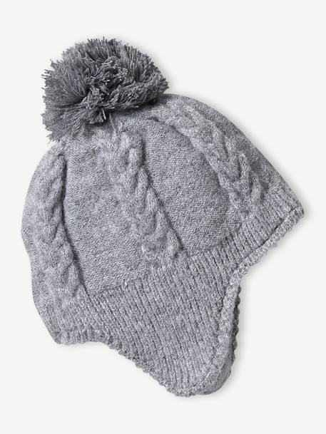 Ensemble bébé bonnet, snood et moufles gris chiné 2 - vertbaudet enfant 