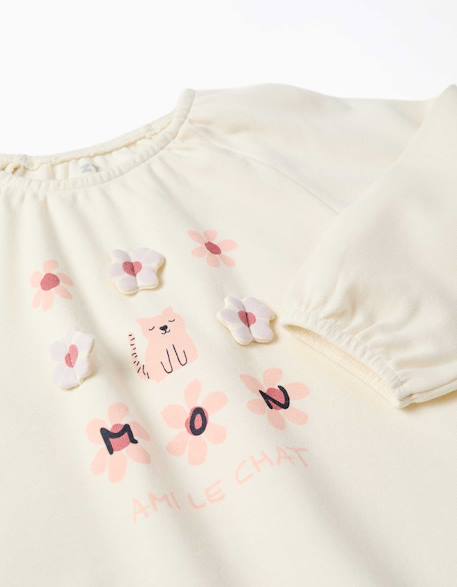 Pyjama à manches longues en coton avec fleurs imprimées Blanc 3 - vertbaudet enfant 