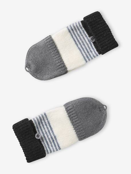 Ensemble garçon bonnet + snood + gants rayés gris+marine 5 - vertbaudet enfant 