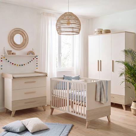 Commode à langer étroite en bois 'sidney' avec tiroirs - beige / décor chêne Beige / décor chêne 2 - vertbaudet enfant 