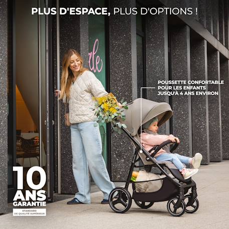 Poussette Canne TRIG 3, Légère, position allongée, pliable, harnais réglables, jusqu'à 25 kg Beige+Gris+Marron+Noir 14 - vertbaudet enfant 
