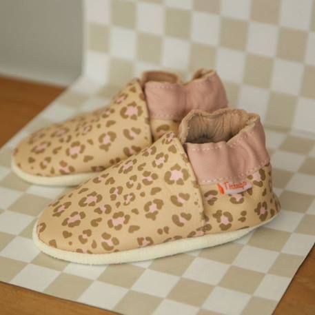 Chaussons bébé cuir souple léopard Beige 3 - vertbaudet enfant 
