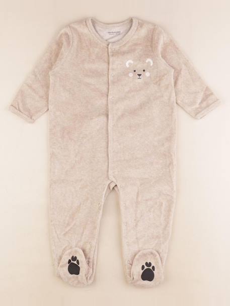 Pyjama velours - 18 mois Beige 1 - vertbaudet enfant 