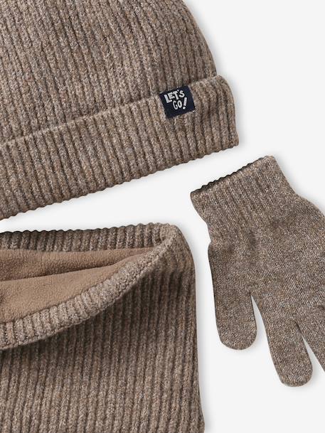 Ensemble bonnet, snood et gants taupe 7 - vertbaudet enfant 