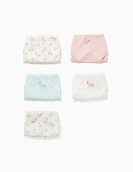 Fille-Sous-vêtement-Culotte-Lot de 5 culottes en coton avec imprimés licornes