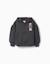 Sweat zippé en coton à capuche et imprimé floral Gris foncé 1 - vertbaudet enfant 