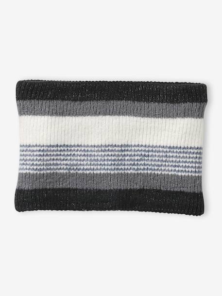 Ensemble garçon bonnet + snood + gants rayés gris+marine 3 - vertbaudet enfant 