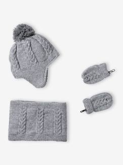 Ensemble bébé bonnet, snood et moufles  - vertbaudet enfant
