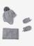 Ensemble bébé bonnet, snood et moufles gris chiné 1 - vertbaudet enfant 
