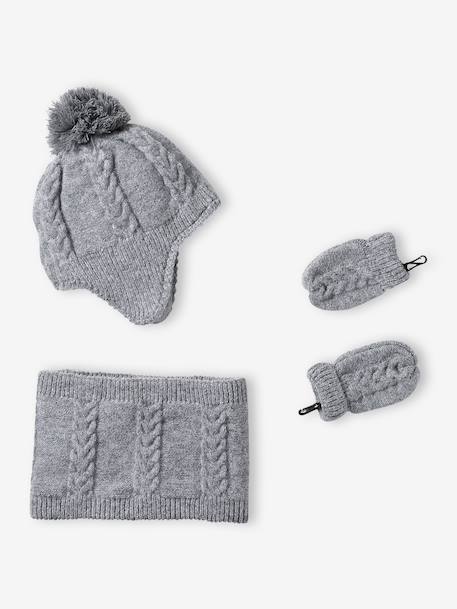 Bébé-Accessoires-Ensemble bébé bonnet, snood et moufles