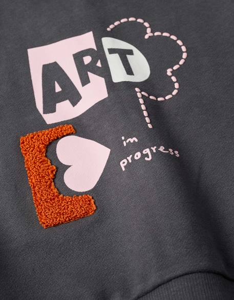 Sweat zippé en coton à capuche et imprimé floral Gris foncé 4 - vertbaudet enfant 