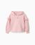 Sweat zippé en molleton avec capuche et doublure en coton peigné Blanc+Rose clair 5 - vertbaudet enfant 