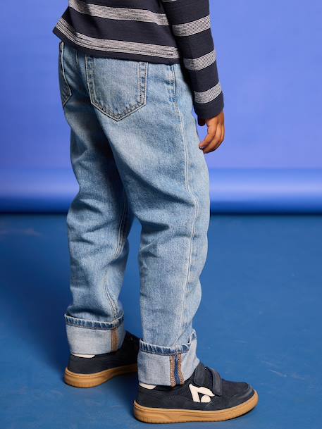 Jean garçon droit à revers denim brut+stone 16 - vertbaudet enfant 
